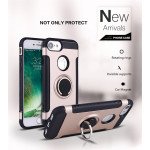 Wholesale iPhone 8 Plus / 7 Plus 360 Rotating Ring Stand Hybrid Case with Metal Plate (Gold)